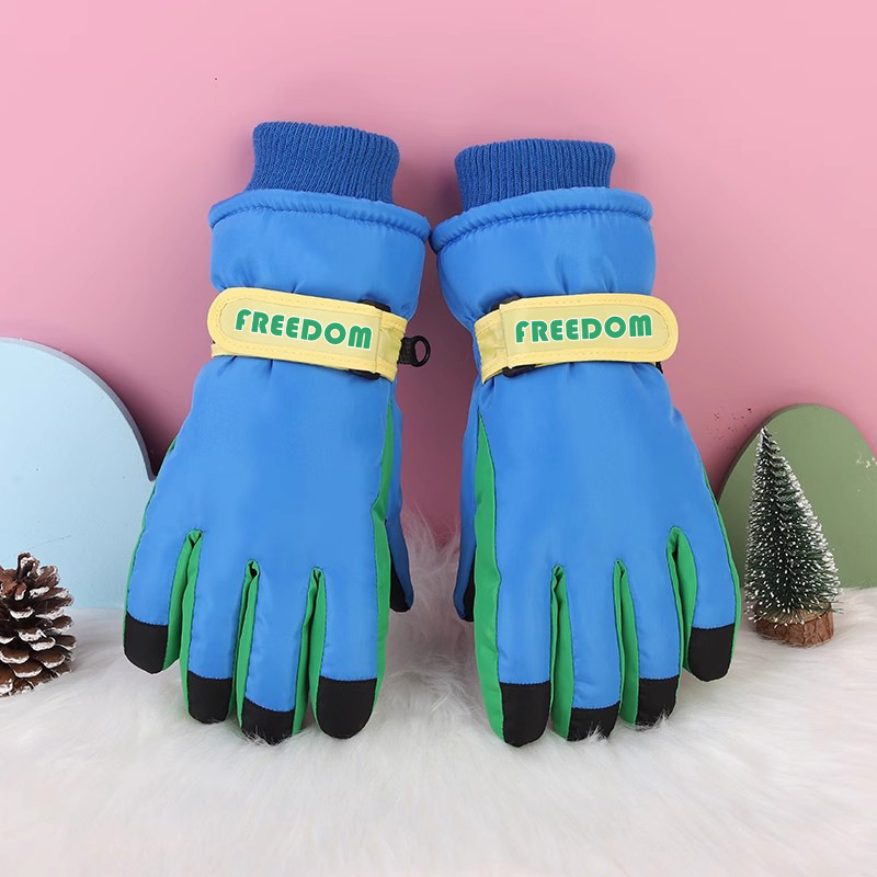 Niños de 3 - 12 años de edad en invierno, guantes de pantalla táctil a prueba de frío a prueba de agua a prueba de viento, antideslizante y caliente para esquiar y jugar con seda