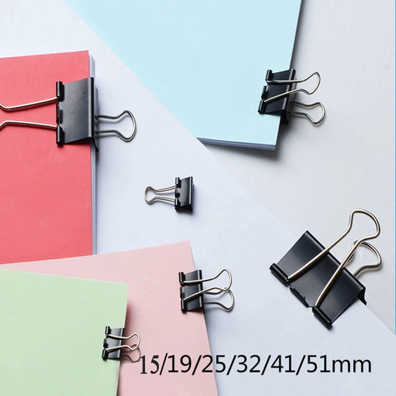 Spot supply specifications uniform black color long -tail folder thirty folder metal binding clip office