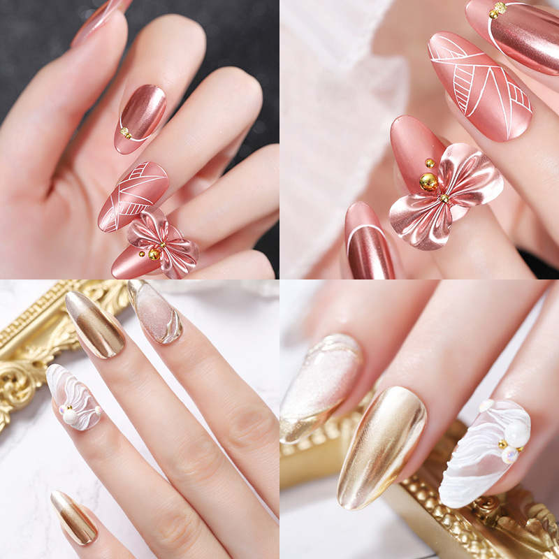 Amazon Venta caliente manicura cojín de aire pluma mágica oro de lujo sólido espejo mágico polvo espejo harina mágica cojín de aire pluma