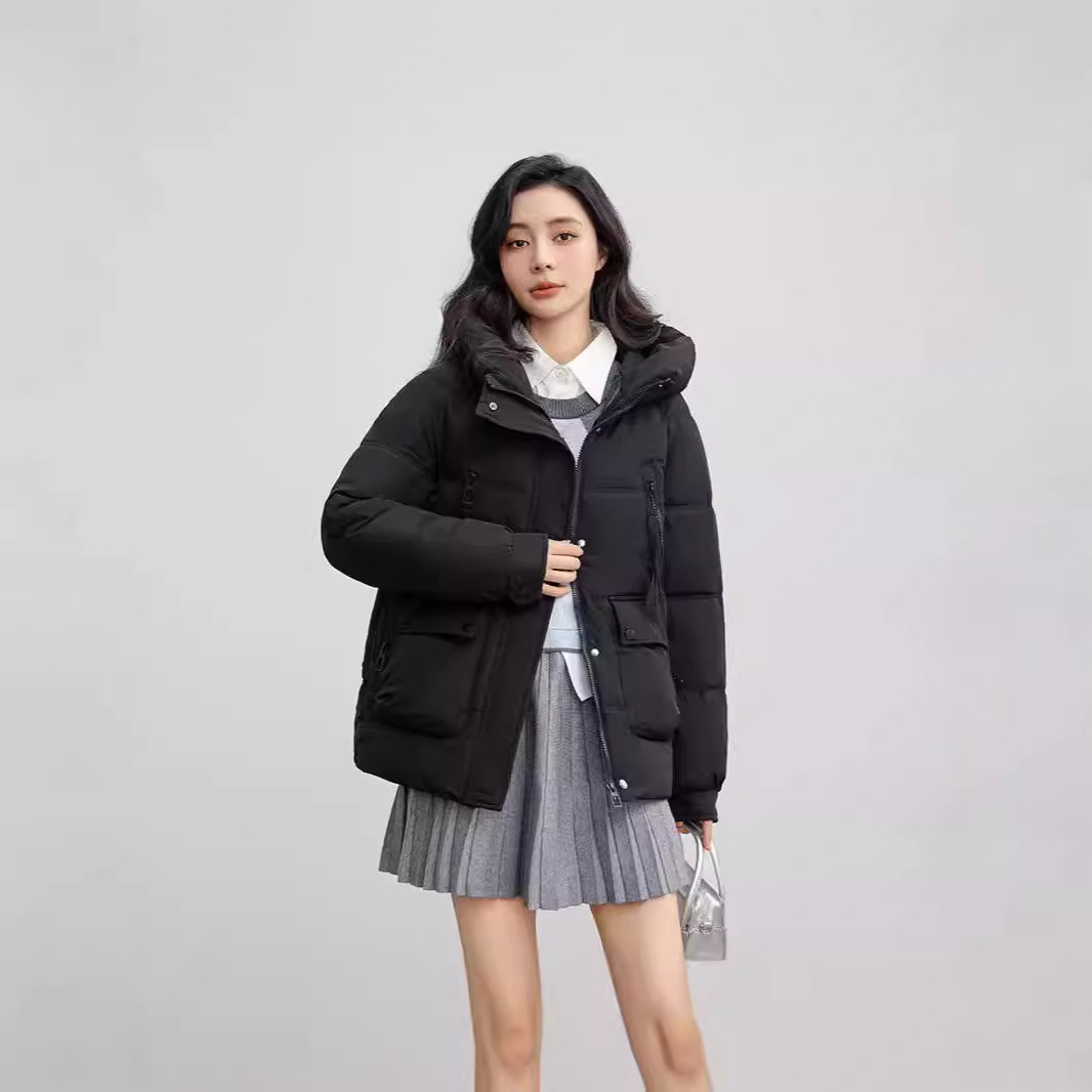 2024 invierno nuevo comercio exterior ropa de algodón estilo coreano estilo de diseño de mujer con capuchón suelta chaqueta de algodón de color sólido moda image 4
