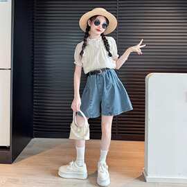 女童短裤夏季2025新款儿童洋气高腰五分裤女孩大童百搭牛仔短裙裤