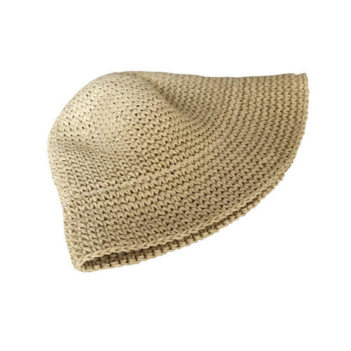 Foldable Hand-woven Bucket Hat Fisherman Hat for Girls, Korean Style Summer Grass Hat Beach Hat, Fresh and Natural Sun Hat