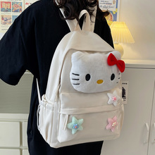 日系原创KT猫可爱书包少女初高中学生毛绒大容量双肩包大学生书包