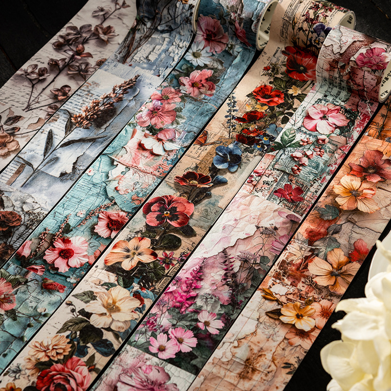 Ketchup Girl Flower Theme Material Cinta Qihua Man Shadow Series Decoración de flores Collage de cuentas a mano 6 estilos