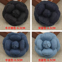 厂家现货假花牛仔布布艺花6.5CM山茶花服装装饰花辅料diy饰品配件