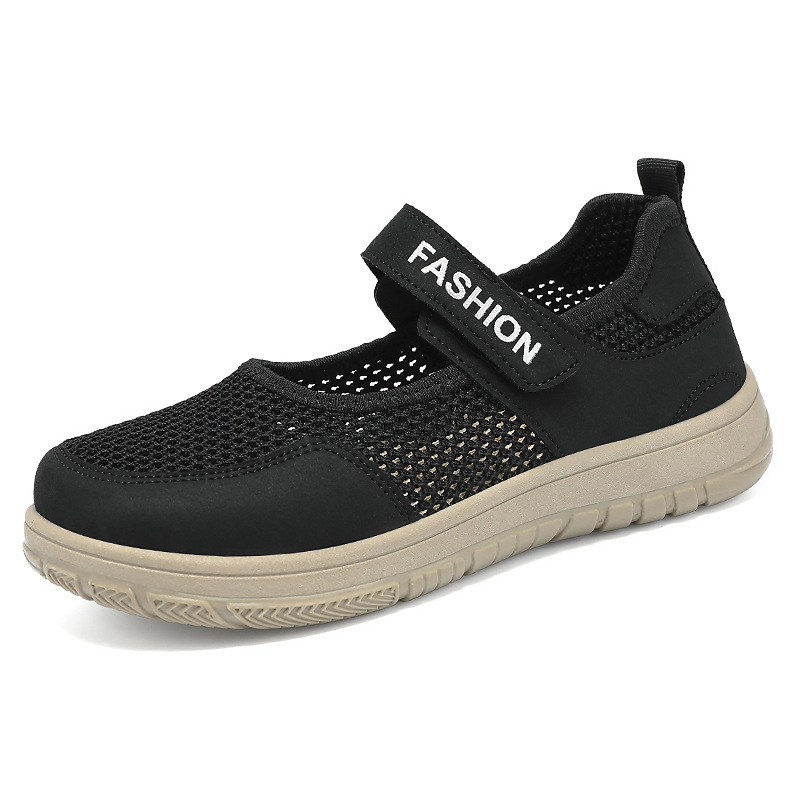 Zapatos mujer verano nuevo estilo malla hueca zapatos casuales transpirables zapatos de mujer transfronterizos suela blanda pies no cansados zapatos de madre al por mayor