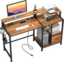 办公类目现代创意电脑桌铁木结构带书架的写字桌可定制