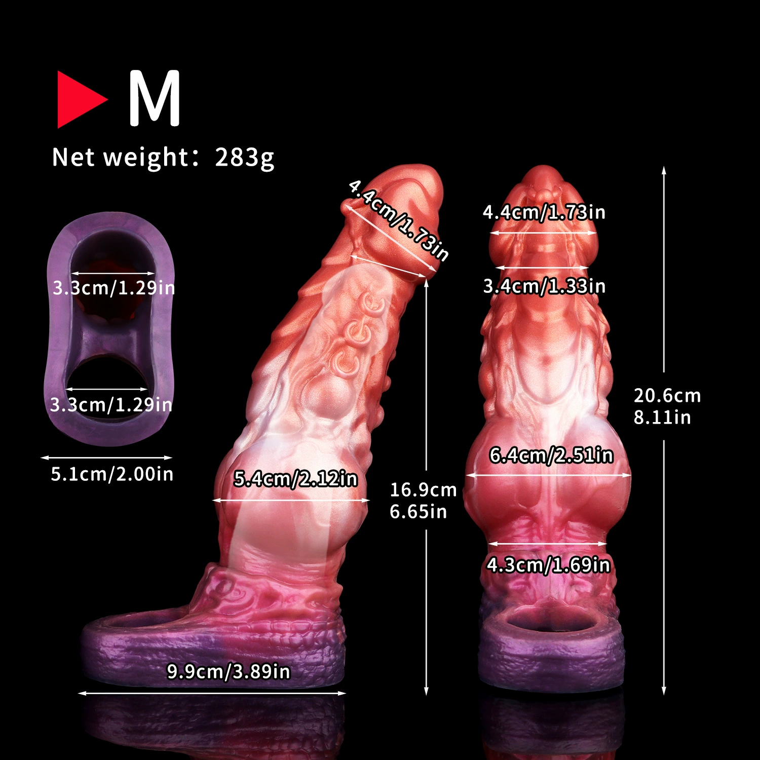 Dildo YOCY special-shaped, silicone thick stallion design, multi-size stimulation