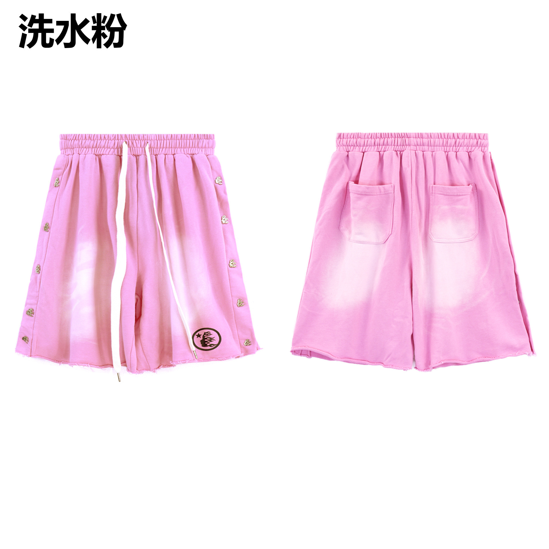 Hell Star lavando y desgastando pantalones cortos casuales 2024 verano nuevo estilo marca de moda europea y americana hip-hop pantalones de cinco puntos hombres y mujeres