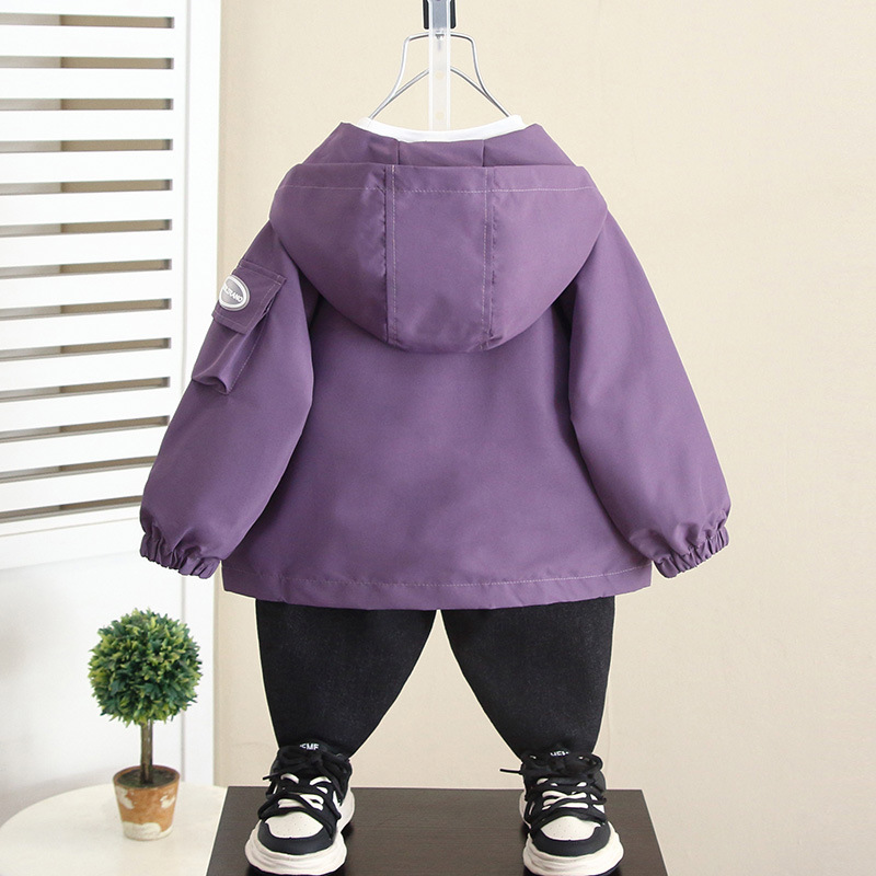 5894 chaqueta para niños 2024 otoño nuevo estilo para niños chaqueta de herramientas coreana bebé chaqueta de primavera y otoño con capucha