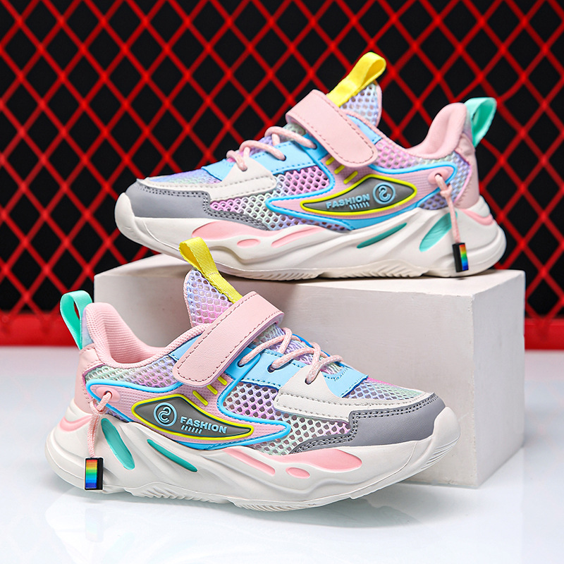 2025 verano zapatos deportivos para niños malla transpirable, ligero y desodorante zapatos para correr para niños con cordones zapatos para niñas
