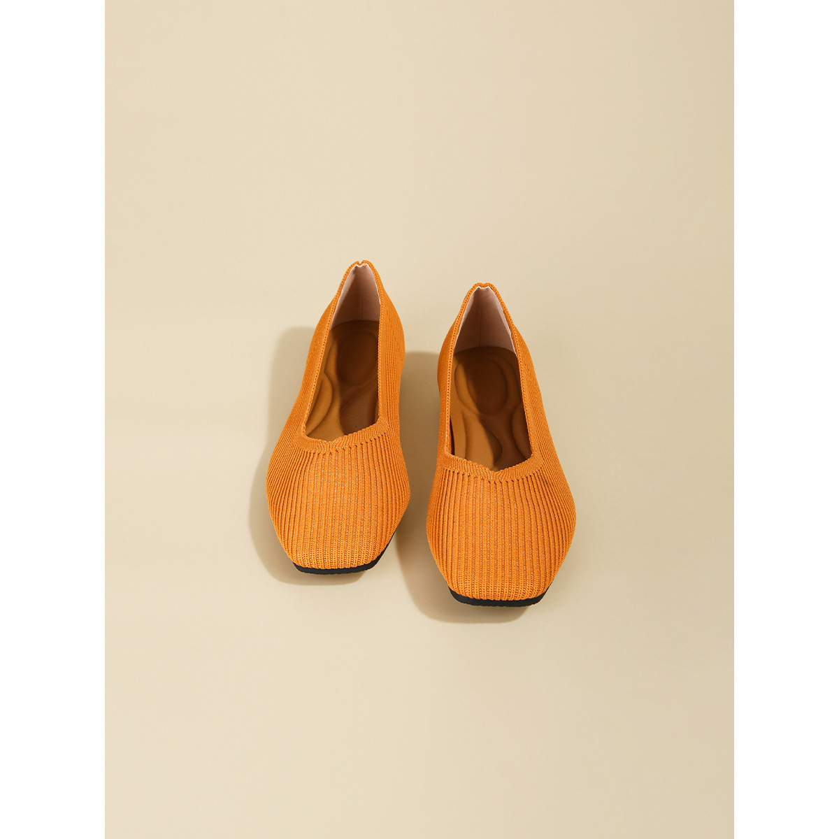 Queen's flying single bean woven flat bottomed large size women's shoes, soft soled knitted square toe boat shoes_voghion.com