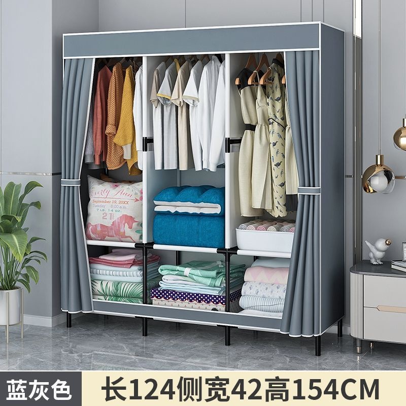Fábrica directa simple armario dormitorio doméstico duradero ensamblaje armario de tela dormitorio alquiler de vivienda estante de piso pequeño