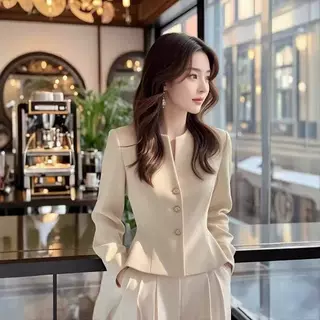 2025早秋新款小香风杏色短款外套高级感独特超好看气质收腰上衣女