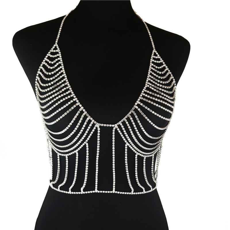Sexy Mesh Fringed Body Chain European And American Hollow Full Of Diamonds Body Chain display picture 3