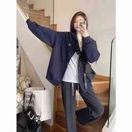 茶里茶气小香风穿搭早春一整套时尚韩版宽松学生休闲运动外套套装