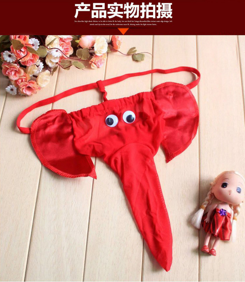 Xiuaisha Men’s Mesh Perspective Elephant Nose Thong, Leopard Print One Size — detail image 15