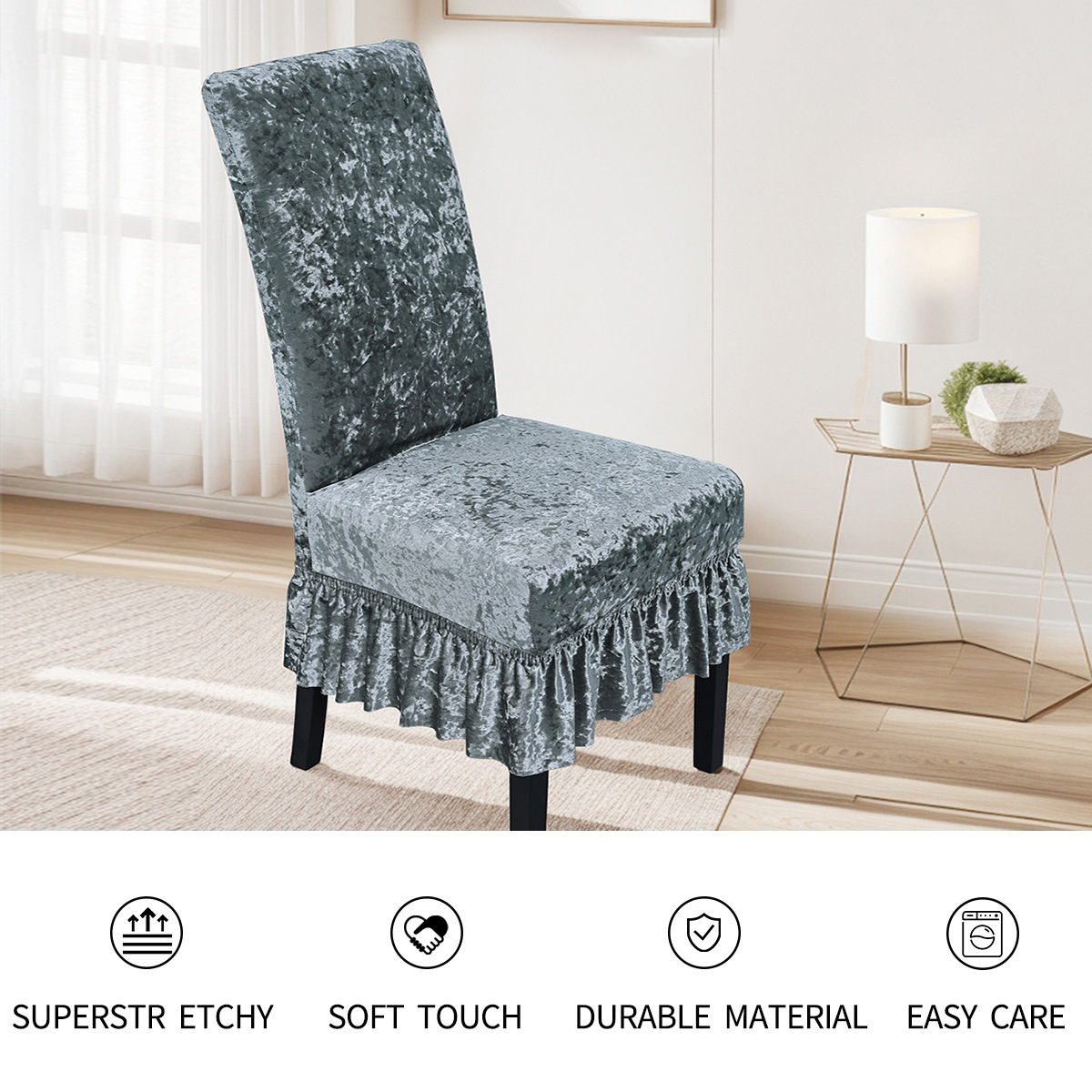 Amazon transfronteriza elástico diamante de oro de aluminio cubierta de silla cubierta de silla de respaldo alto de color sólido universal hoteles domésticos