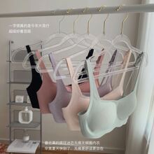 小方领无痕内衣女冰感乳胶调节薄款大胸显小聚拢一字领无钢圈文胸