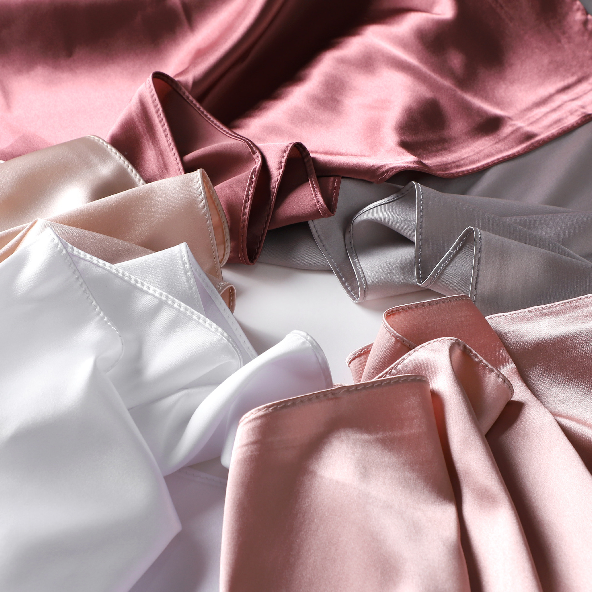 Solid Satin I mitation Long Indonesian Monochrome Pearl Color Ding Bag Headcloth Cover Women's Silk Scarf_voghion.com