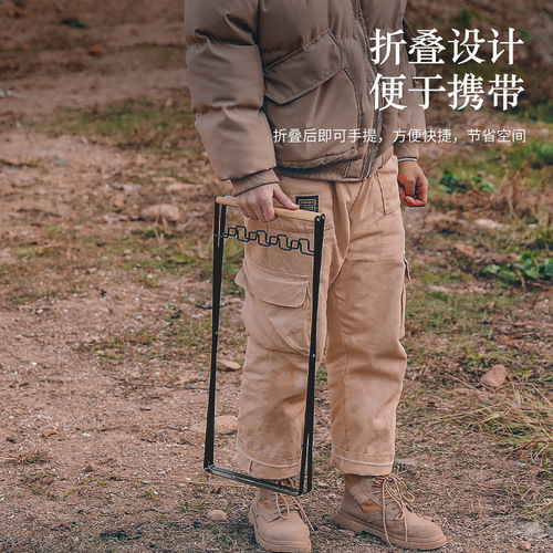 Outdoor portable wooden handle folding garbage rack garbage bag holder home kitchen picnic barbecue plastic bag holder