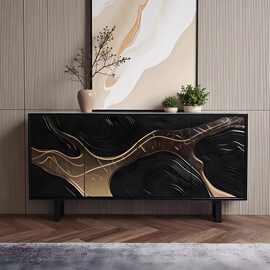 中古实木餐边柜餐边柜靠墙一体储物柜轻奢高级感设计师玄关柜实木
