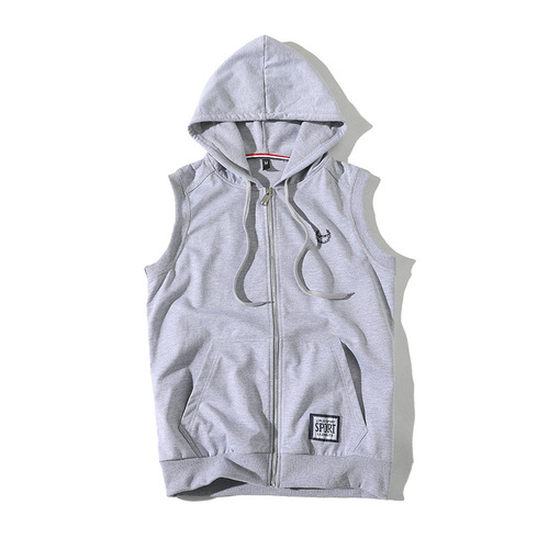 Men's sleeveless hoodie summer hooded jacket thin jacket sports vest Korean style trendy vest outerwear cardigan 
