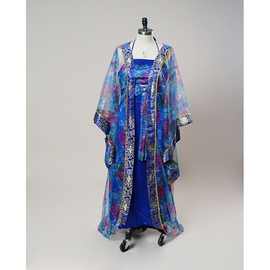 中国古典蓝色蕾丝薄纱汉服古装戏服影视舞台演出服连衣裙禅茶服