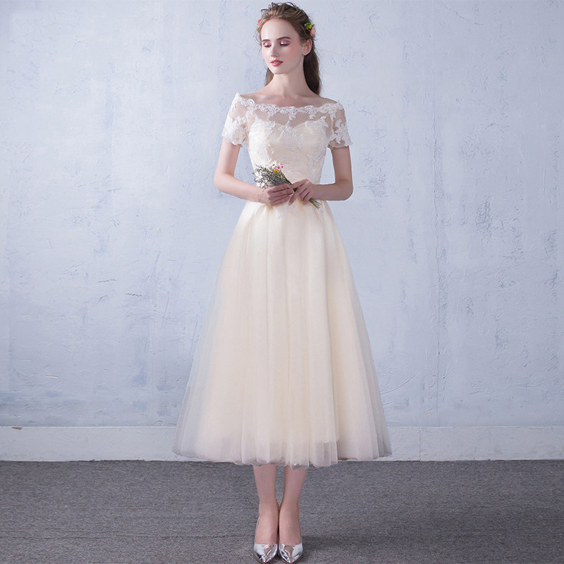 Evening Dress 2026 New Style Off-Shoulder Dress for Marriage Registration, Bridesmaid Dress for Women, Slimming Banquet Bridesmaid Group Sister Dress