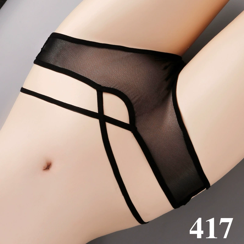 Кружевное женское белье стринги — sexy дышащие легкие трусики, черные, коды рисунков 417–563, M–L