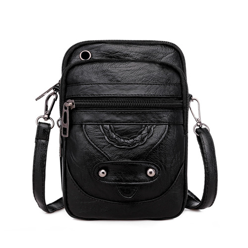 Women's cross-body bag, new textured shoulder bag, mobile phone bag, soft leather, European and American style, mature fashionable retro small bag
