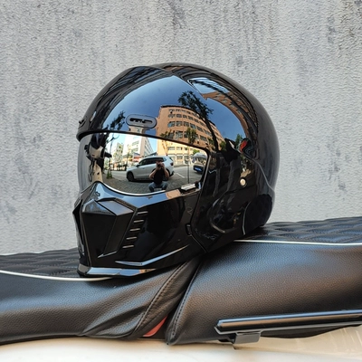Motosiklet dəbilqələri — Helmet, Motorcycle Multi-Function Half Helmet, Bluetooth - m-bright-black-silver-plated