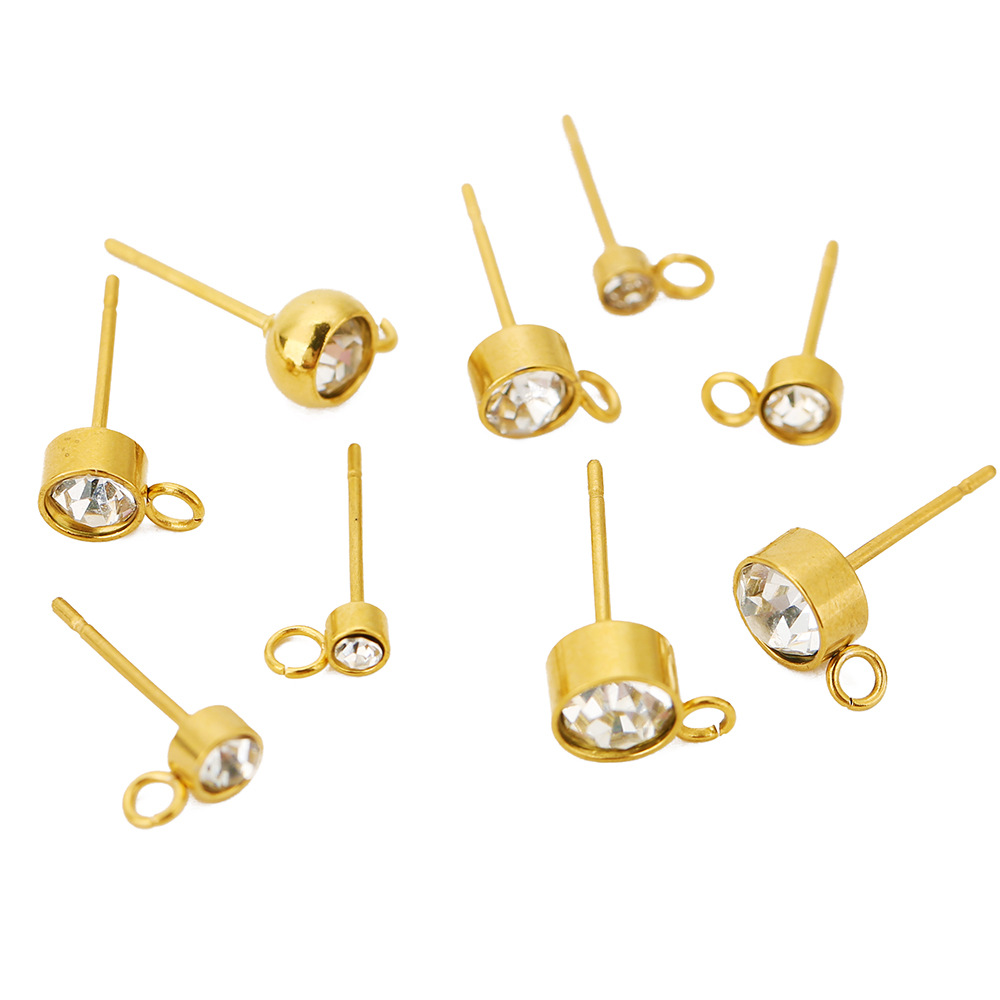 Plating Design Simple Style Style 20 PCS/Package Diameter 3mm Hole 2~2.9mm 304 Stainless Steel Zircon Geometric Polished Hook Earring Findings