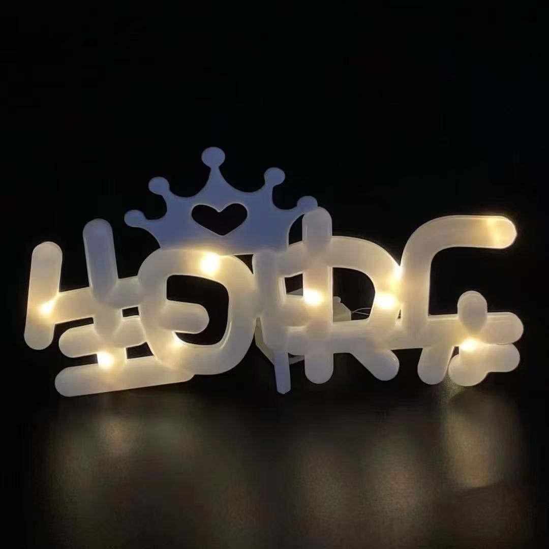 生日快乐花束装饰灯创意LED发光字牌灯闪灯铜线灯串生日蛋糕灯
