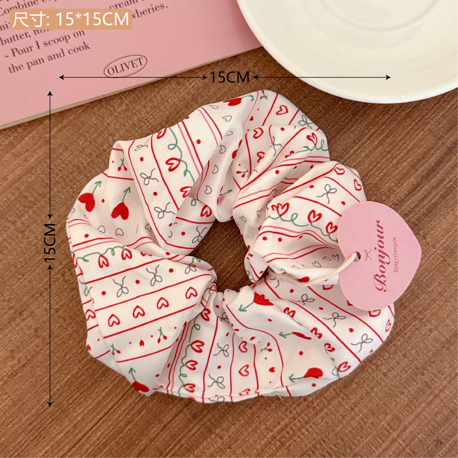 Estilo coreano de alta apariencia de encaje de intestino grueso banda de pelo accesorios para el cabello cuerda de pelo de corazón de niña de todo fósforo pequeño Qing nuevo tocado de cola de caballo de gran altura al por mayor