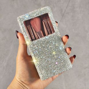 High Color Value Diamond-encrusted Travel Portable Boxed Mini Cosmetic Brush with Mirror suit Cross-border Amazon temu Explosions