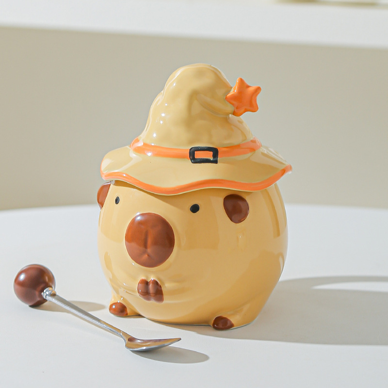 Taza Capibara para chicas lindas tazas de cerámica con tapa de agua regalo de cumpleaños tazas creativas de alto valor facial