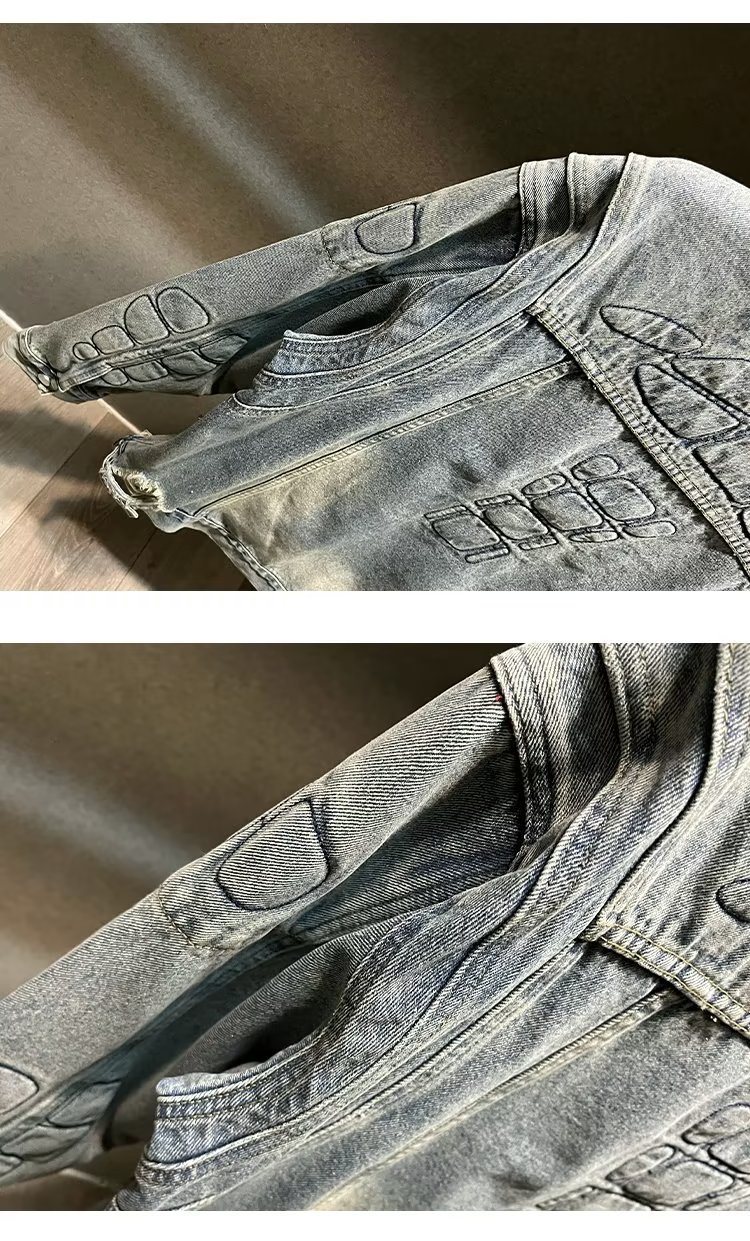 Men's Clothing Spring and Autumn New Slim Fit Ripped Denim Jacket Non Stretch Denim Jacket Top Lapel Jacket Retro Denim Clothes_voghion.com