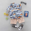 Summer flower boy costume, cartoon dinosaur, shirt, trousers, Korean style, children's clothing, suitable for import, new collection