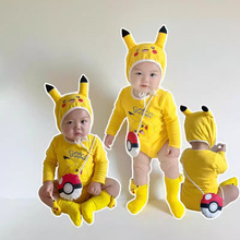 25秋季新款婴儿连体衣ins韩版卡通造型哈衣套装宝宝包屁衣三件套