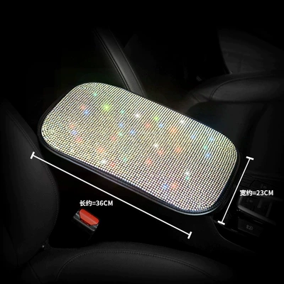 Safety Belt Shoulder Cover Rear-View | Sürətlər qutusu və əl tormozu başlıqları - white-diamond-stars-large-armrest-box-pad-3623cm
