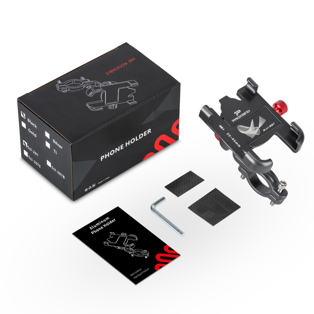 Promend電気自動車自転車携帯電話ナビゲーションホルダーアルミ合金強力ロック四爪回転携帯電話ホルダー