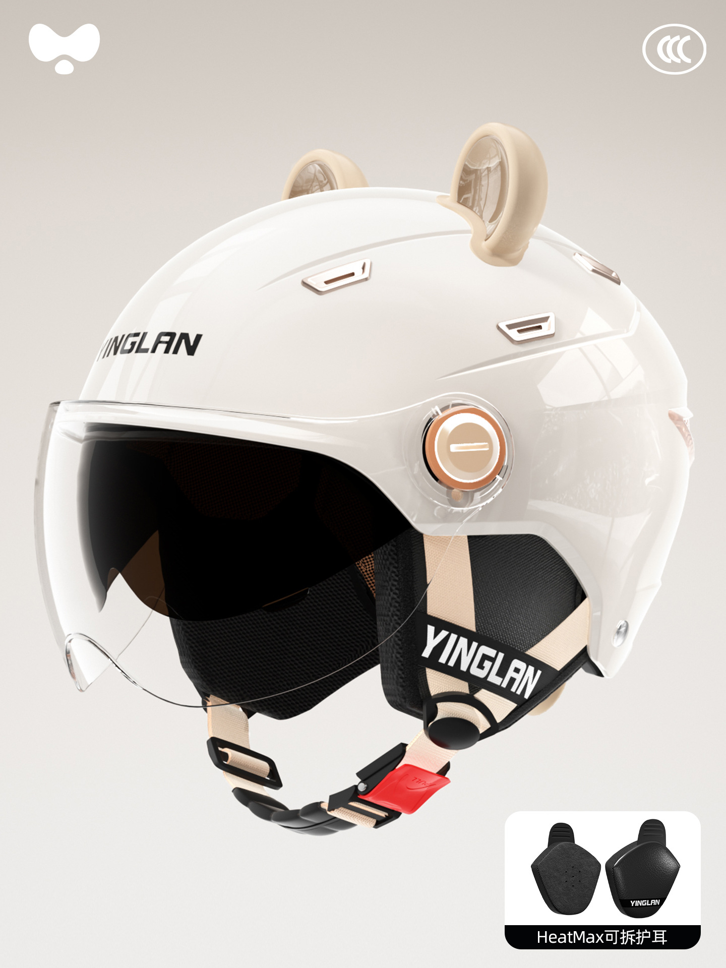 Universal – Motorcycle Helmet 3C Motosiklet kaskı (dəbilqə) - 3c-double-visor-white-hd-short-visor-heatmax-detachable-earmuffs-one-size