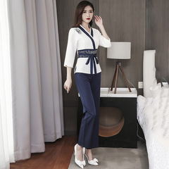 中國風美容院美容師沐足養生會所足療技師工作服女新款夏2001中袖