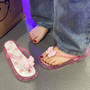 Summer fashion high-end polka dot crystal shoes street comfortable wear wear-resistant flip-flops new ins