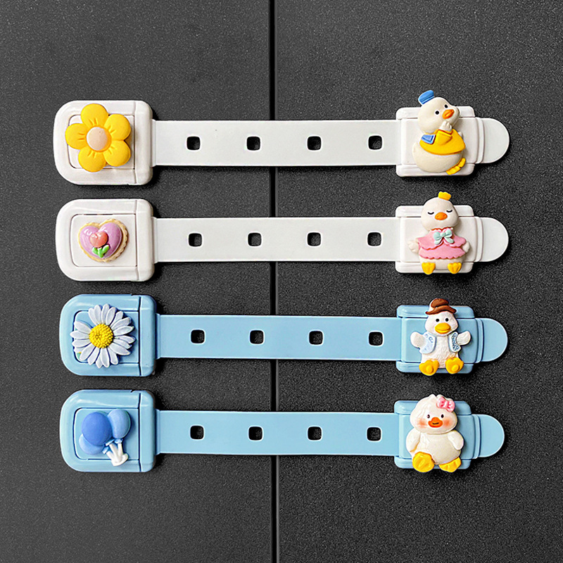 儿童安全锁可爱卡通防夹手抽屉柜门锁多功能宝宝防开冰箱柜子锁扣