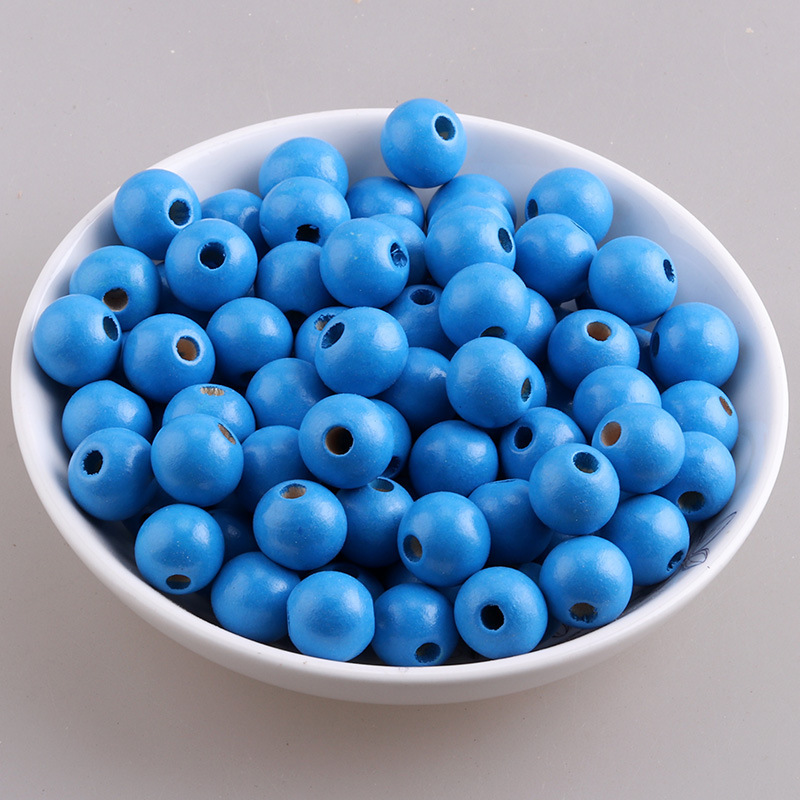 Accesorios de joyería de bricolaje color loto cuentas redondas de madera color caramelo cuentas de madera macarons cuentas de madera al por mayor