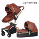 Baby Carriage high landscape PU leather two-way 360 Rotating stroller reclining folding four-wheel shock absorber three-in-one BB car