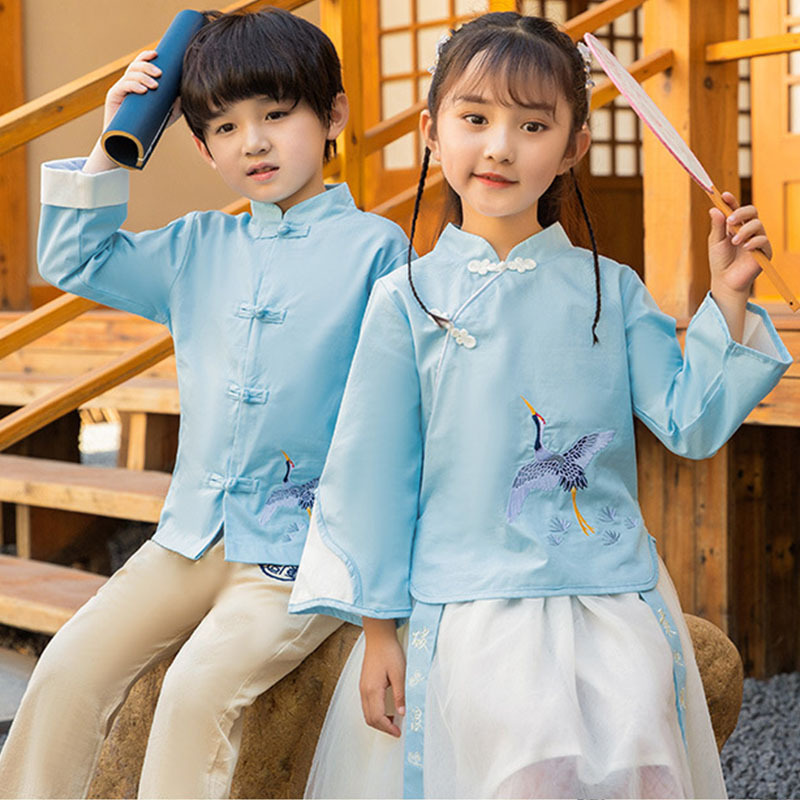 girl Hanfu suit Mother and daughter With children A Three Full decoration Tang costume Spring and summer Republic of China children ancient costume