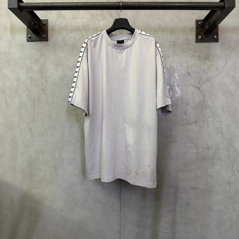 High-End Version of Paris Bl's 26Ss New 3B Jacquard Patchwork Short-Sleeve T-Shirt, Os Loose Fit, Unisex